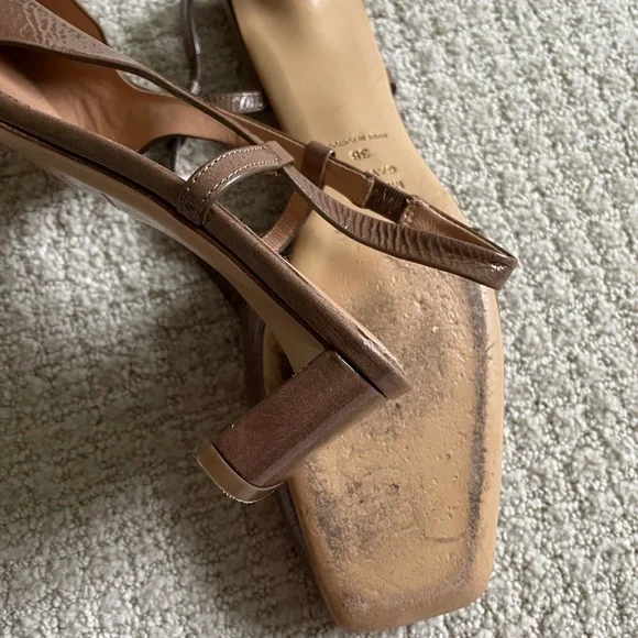 Mansur Gavriel Brown Leather Slingback Heels - Picture 4 of 5